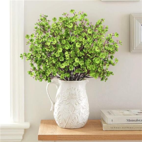 New Baby Breath Artificial Flowers, 8 Bundles Green Real Touch Fake Flowers Silk - Picture 2 of 6